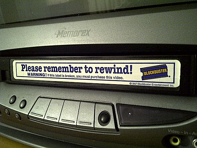 Blockbuster rewind reminder vhs tapes