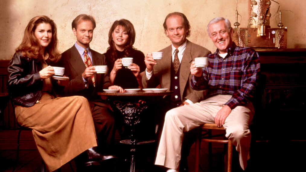 FRASIER cast, Peri Gilpin, David Hyde Pierce, Jane Leeves, Kelsey Grammer, John Mahoney