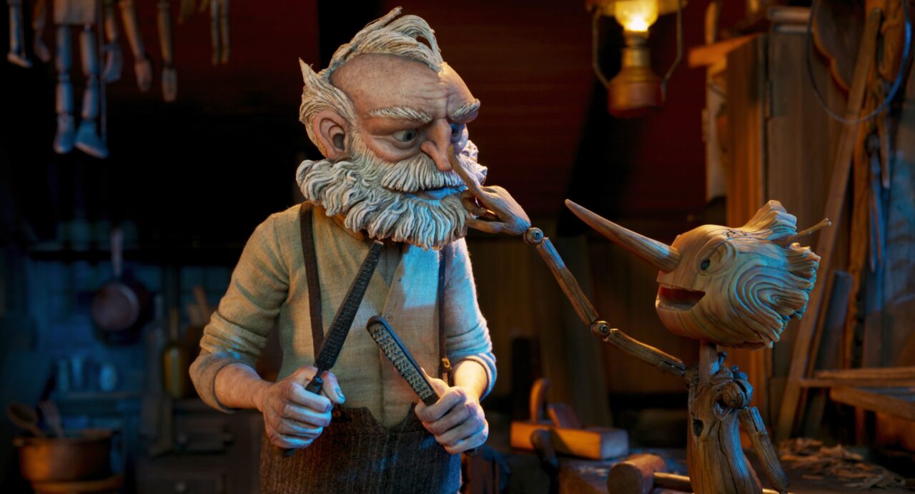 GUILLERMO DEL TORO'S PINOCCHIO, (aka PINOCCHIO), from left: Geppetto (voice: David Bradley), Pinocchio (voice: Gregory Mann), 2022