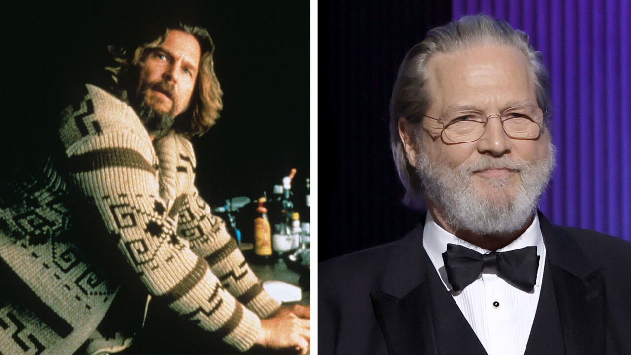 Jeff Bridges in The Big Lebowski in 1998 and now