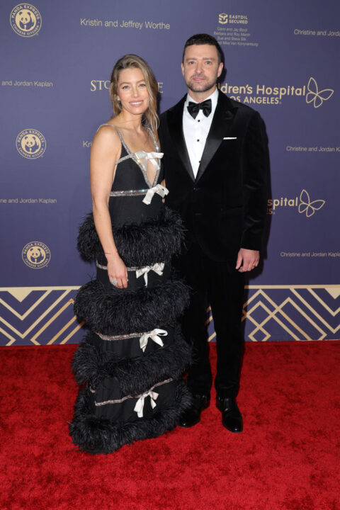 Jessica Biel and Justin Timberlake attend Children's Hospital Los Angeles 2022 CHLA Gala at Barker Hangar on October 08, 2022 in Santa Monica, California. (Photo by Momodu Mansaray/Getty Images)