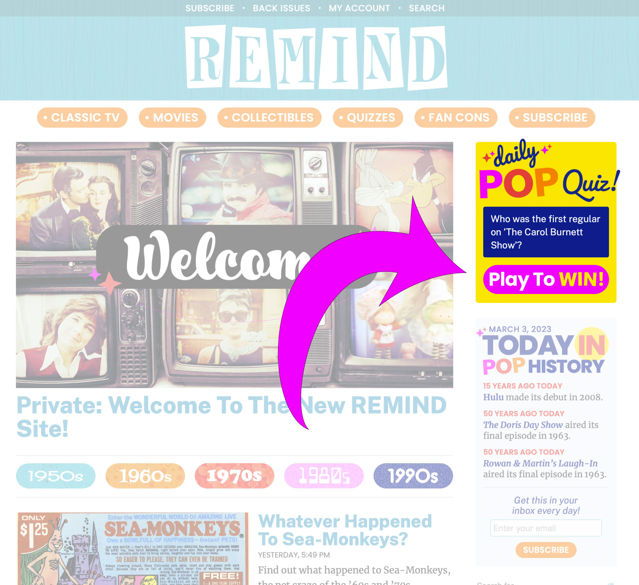 Remind homepage