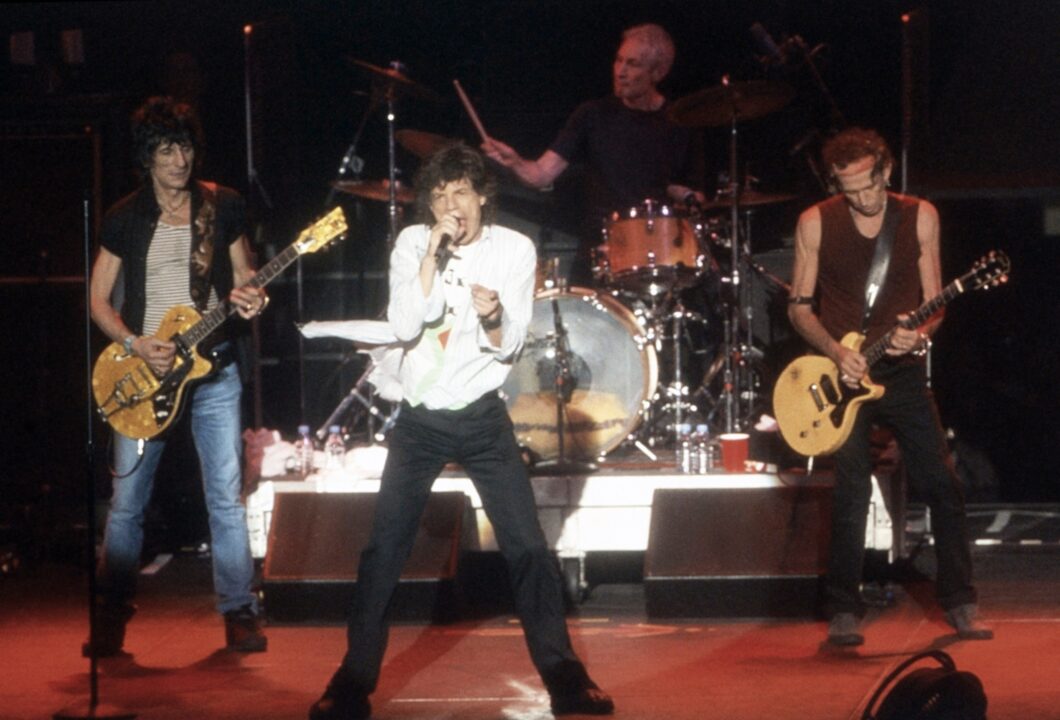 ROLLING STONES: FORTY LICKS WORLD TOUR LIVE AT MADISON SQUARE GARDEN, The Rolling Stones, from left: Ron Wood, Mick Jagger, Charlie Watts (at drums), Keith Richards, (aired January 18, 2003)