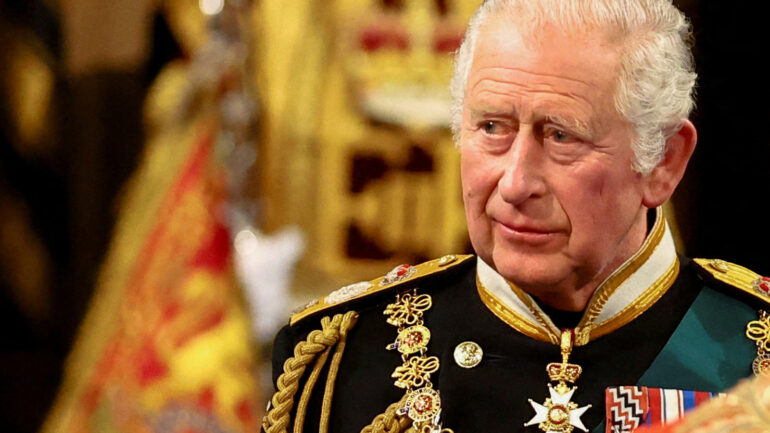 Britain's Prince Charles, Prince of Wales proceeds through the Royal Gallery during the State Opening of Parliament at the Houses of Parliament, in London, on May 10, 2022.