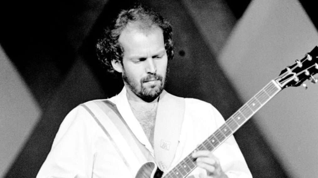 Lasse Wellander, ABBA's touring guitarist performs on stage at the Wembley Arena, London, England, on November 5th, 1979