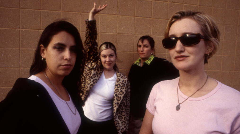 Luscious Jackson, group portrait, United States, 1995. L-R Gabby Glaser, Jill Cunniff, Kate Schellenbach, Vivian Trimble