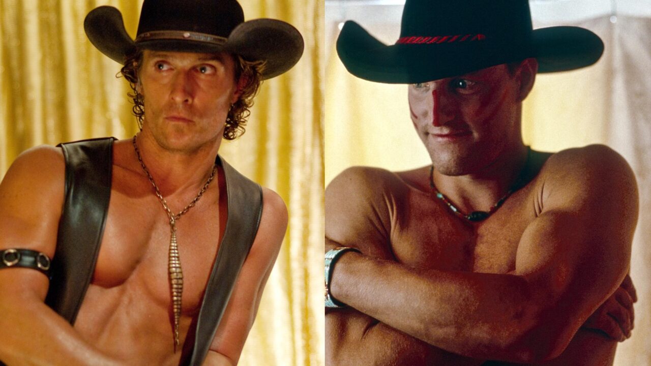 Matthew McConaughey in Magic Mike and Woody Harrelson in The Cowboy Way