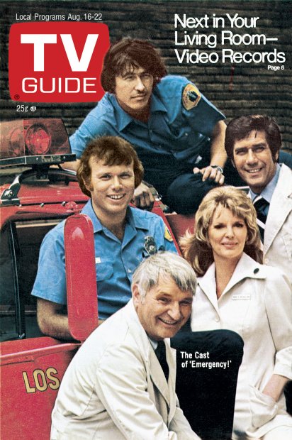 Revista TV Guide 16 de agosto de 1975 el elenco de Emergency!