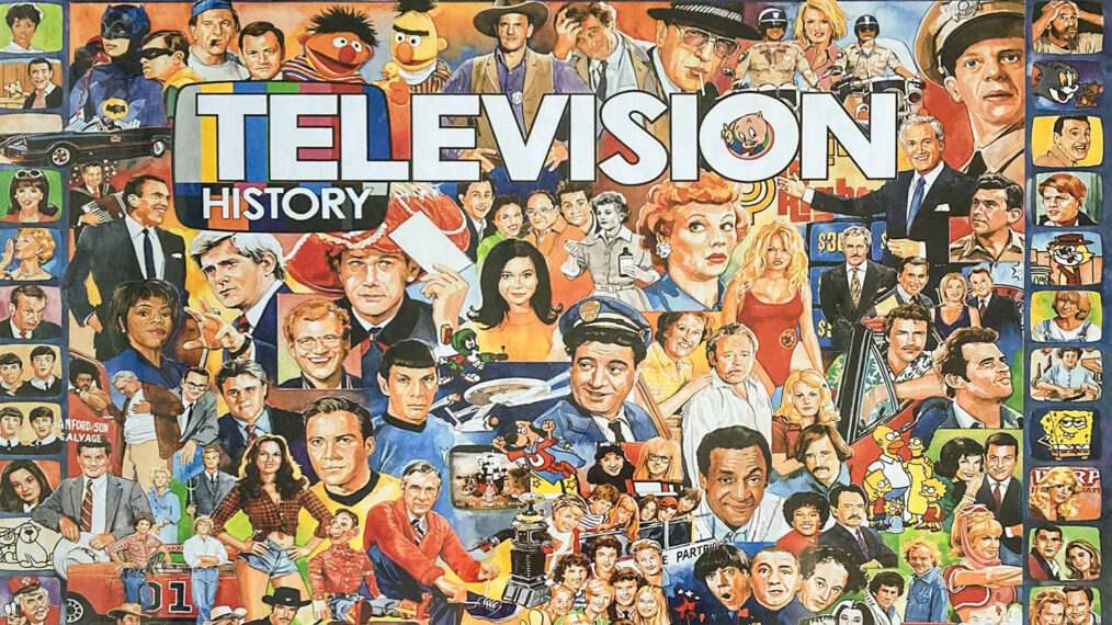 White Mountain Puzzle of TV History featuring a collage of TV stars and TV moments
