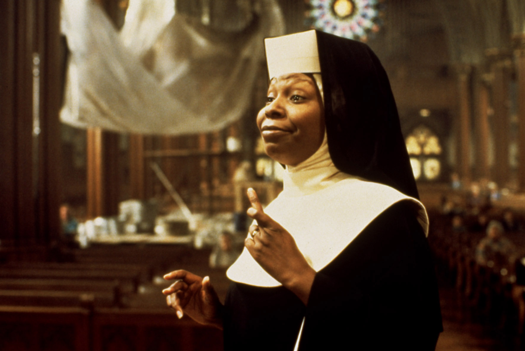 SISTER ACT, Whoopi Goldberg, 1992.