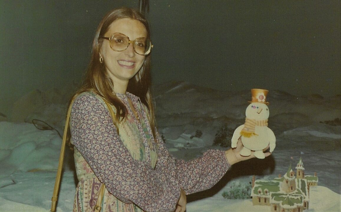 Rankin/Bass Productions secretary Barbara Adams on the set of Rudolph and Frosty's Christmas in July 1979