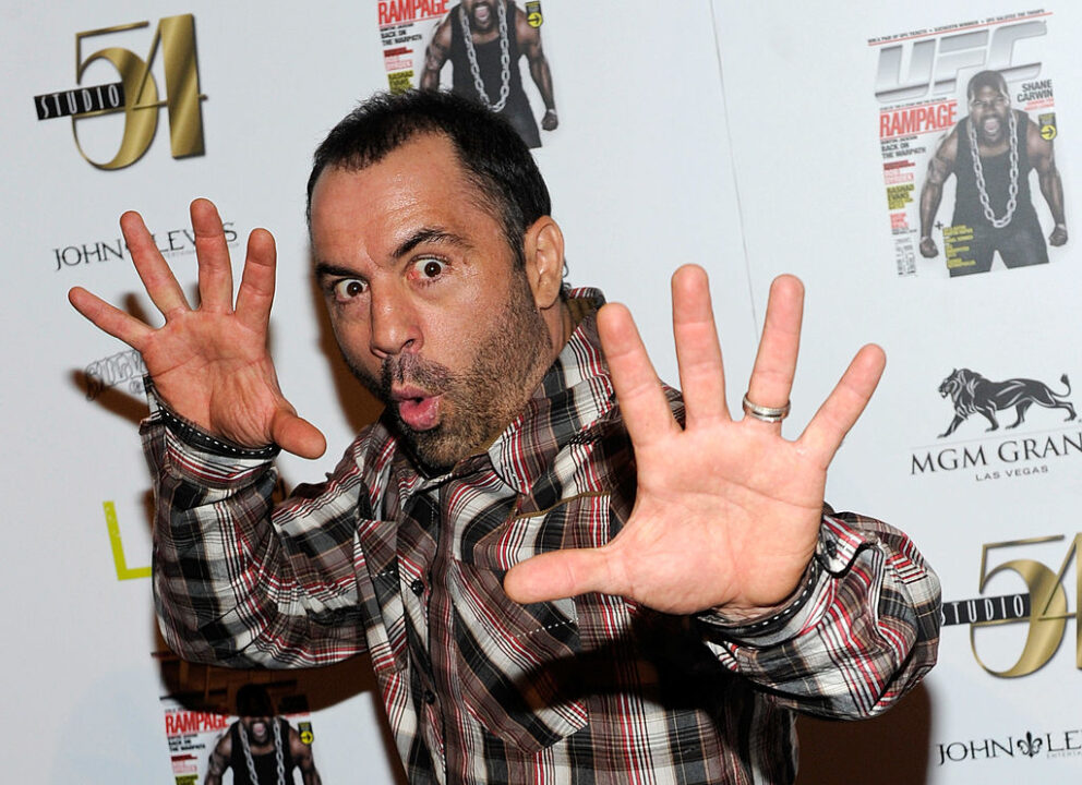 LAS VEGAS - JULY 02: Actor, comedian and Ultimate Fighting Championship color commentator Joe Rogan arrives at the official Silver Star Casting Co. pre-party for UFC 116 at Studio 54 inside the MGM Grand Hotel/Casino July 2, 2010 in Las Vegas, Nevada.