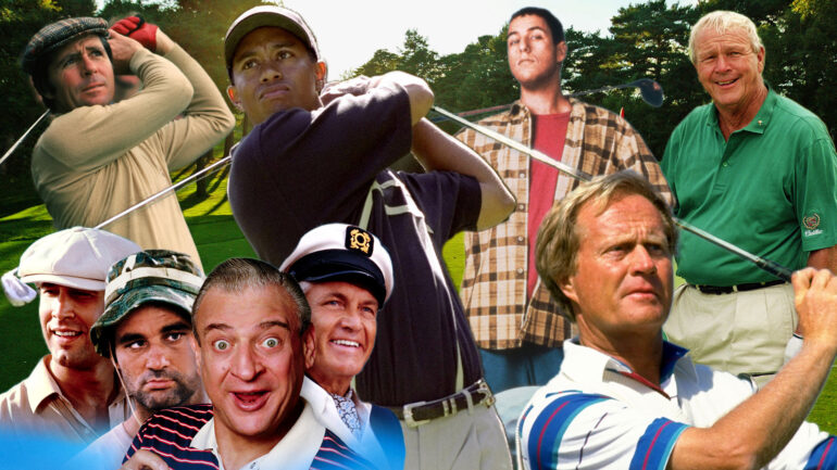 National Golf Day collage of golfers and movies
