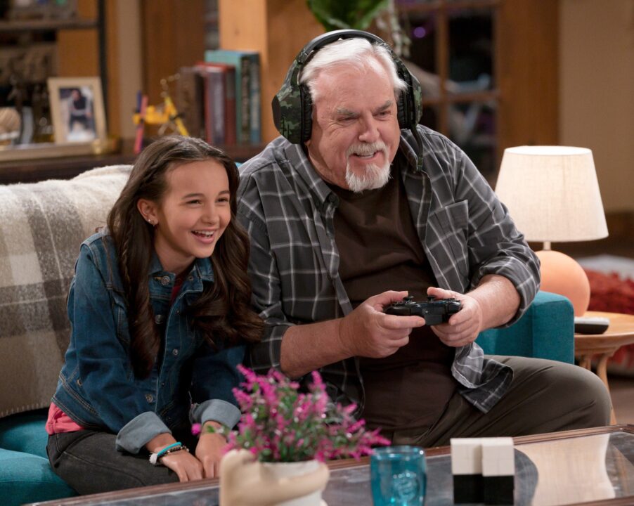 JUST ROLL WITH IT, from left: Kaylin Hayman, John Ratzenberger, Grandpa Moves In, (Season 2, Episode 201, aired Mar. 15, 2020).
