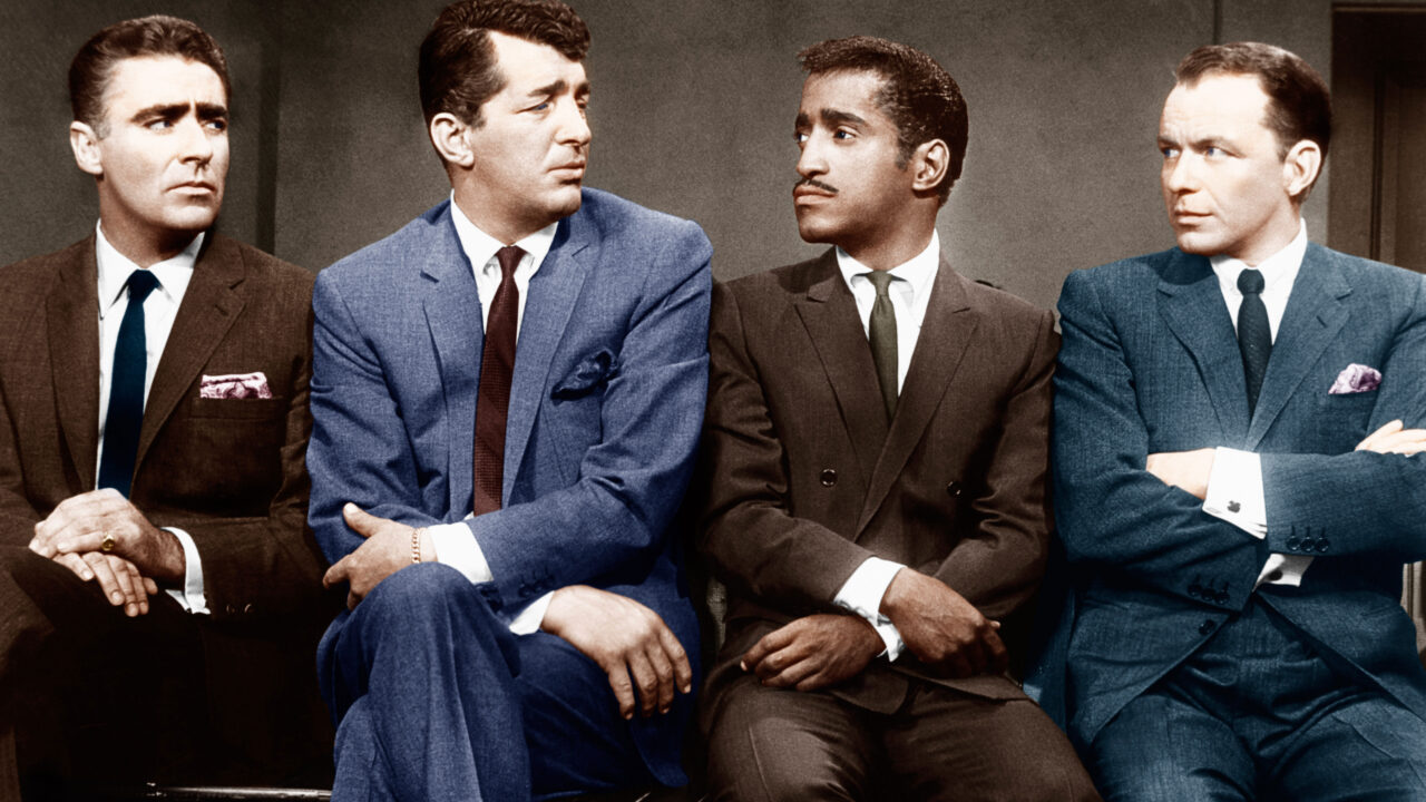 OCEAN'S ELEVEN, from left: Peter Lawford, Dean Martin, Sammy Davis Jr., Frank Sinatra, 1960