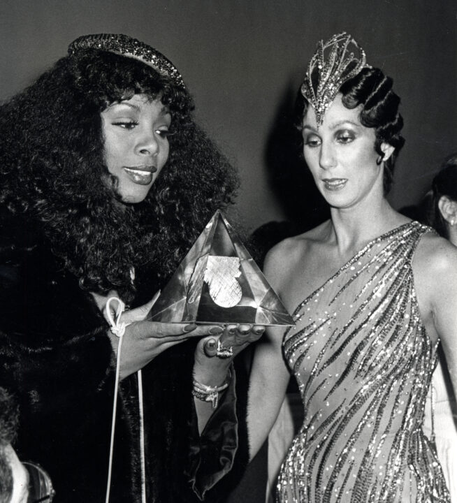 Donna Summer and Cher during 1978 Disco Convention Banquet at New York Hilton Hotel in New York City, New York, United States.