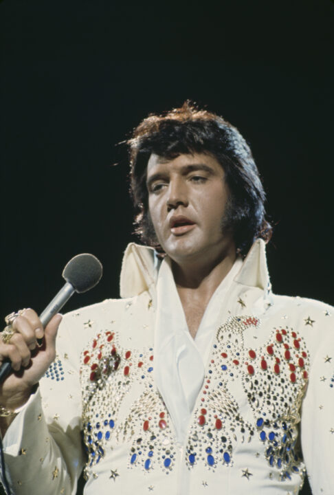 American singer Elvis Presley (1935 - 1977) performing in the 'Aloha from Hawaii Via Satellite', televised concert at the Honolulu International Center, Hawaii, 14th January 1973. 