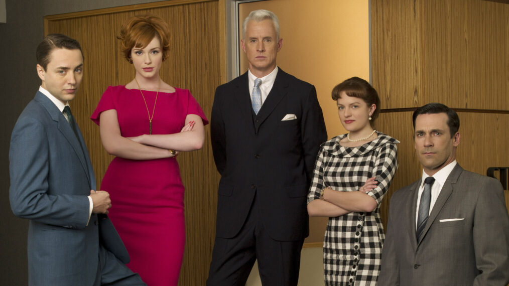 MAD MEN, (from left): Vincent Kartheiser, Christina Hendricks, John Slattery, Elisabeth Moss, Jon Hamm, (Season 2), 2007-.