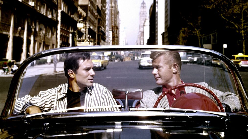 ROUTE 66, from left, George Maharis, Martin Milner, on location in New York, 1960-63 (1961 photo)