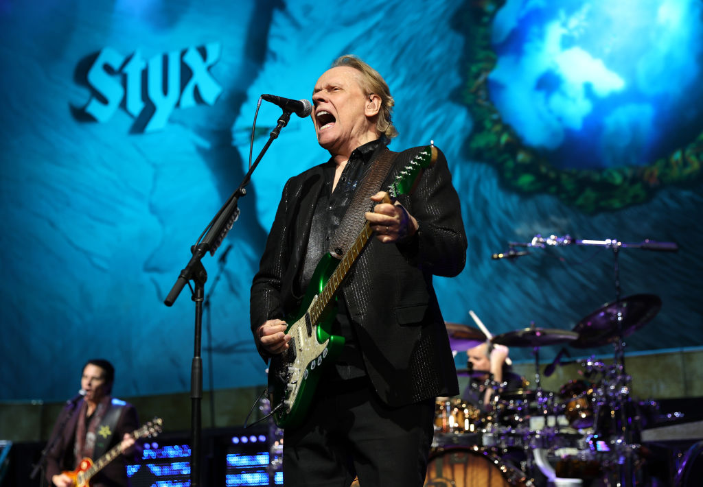 NASHVILLE, TENNESSEE - JANUARY 09: James Young of the band STYX performs at the Ryman Auditorium on January 09, 2022 in Nashville, Tennessee