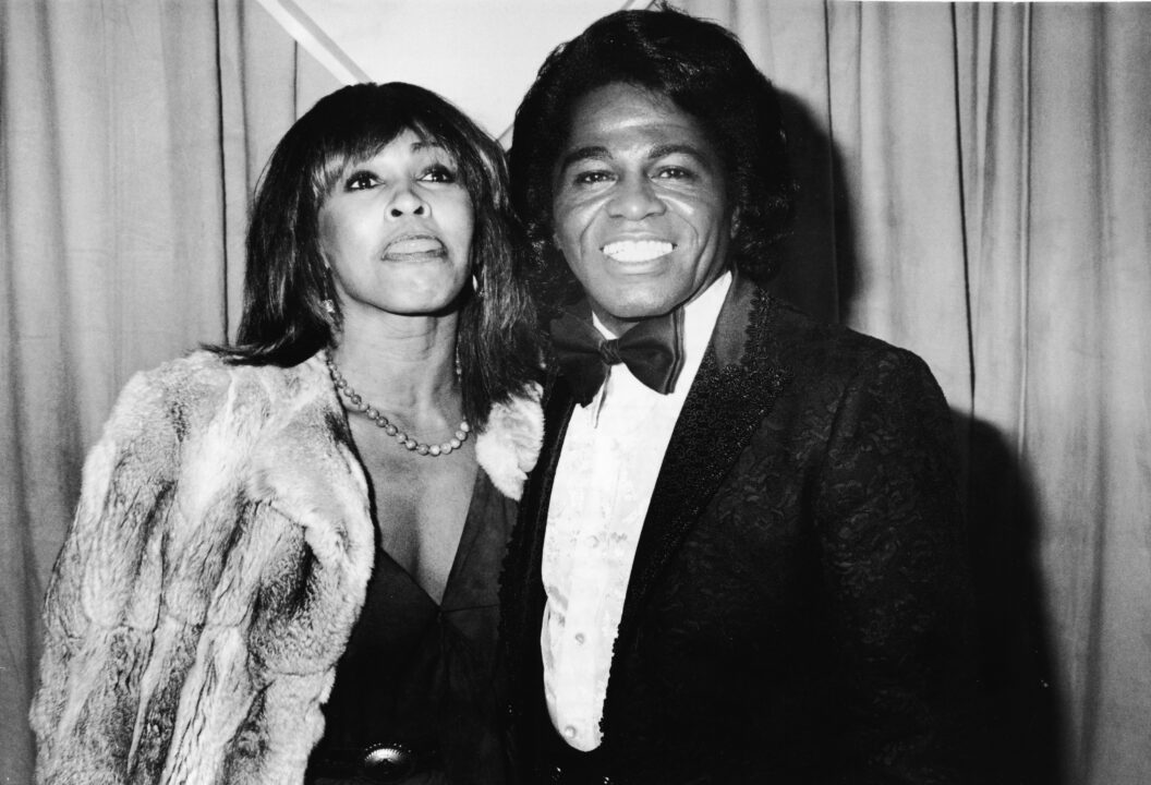 American singers James Brown and Tina Turner backstage at the 1982 Grammy Awards, held at the Shrine Auditorium, Los Angeles, California, February 24, 1982. 