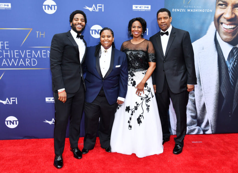 HOLLYWOOD, CALIFORNIA - JUNE 06: (L-R) Malcolm Washington, Katia Washington, Pauletta Washington, and Denzel Washington attend the 47th AFI Life Achievement Award honoring Denzel Washington at Dolby Theatre on June 06, 2019 in Hollywood, California.