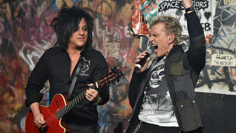 NEW YORK, NY - OCTOBER 09: Steve Stevens and Billy Idol perform onstage at the CBGB Music & Film Festival 2014 HQ Kickoff event with Keynote Speaker Billy Idol on October 9, 2014 in New York City.