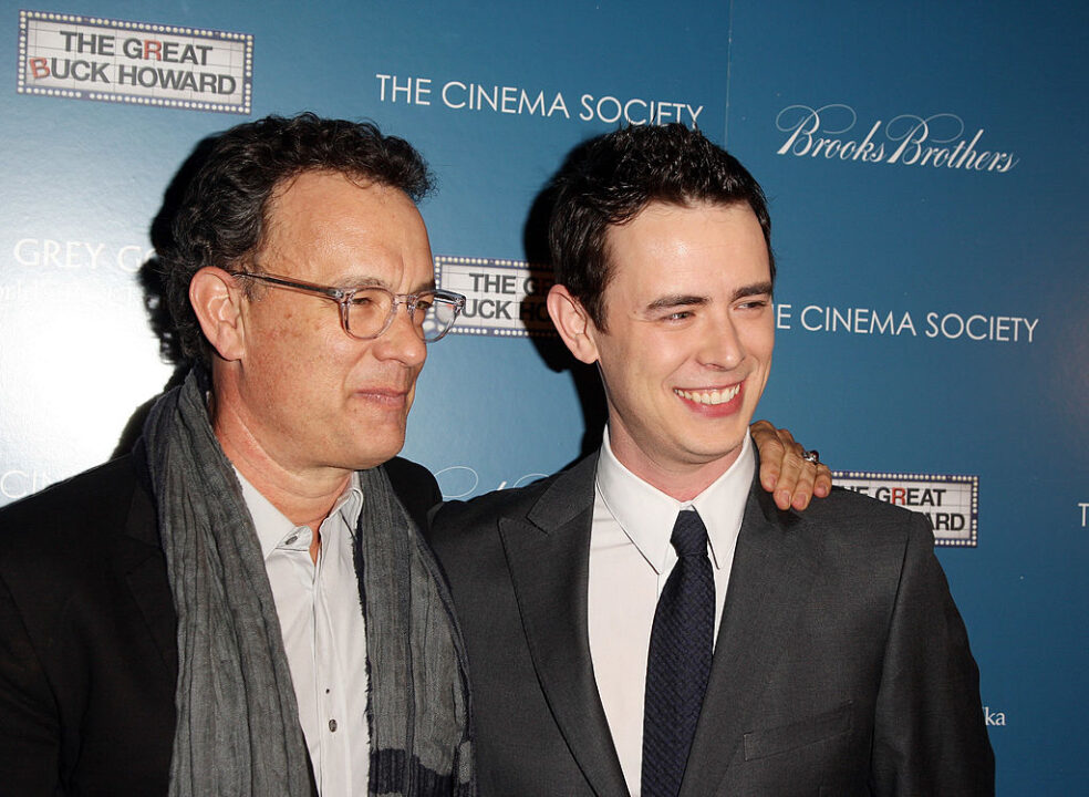 NEW YORK - MARCH 10: (L-R) Actors Tom Hanks and Colin Hanks attend The Cinema Society and Brooks Brothers screening of "The Great Buck Howard" at the Tribeca Grand Screening Room on March 10, 2009 in New York City. 