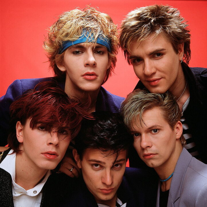Group Portrait of British band Duran Duran in London, England in 1981. Left to right are (back) keyboard player Nick Rhodes, singer Simon Le Bon, (front) bassist John Taylor, drummer Roger Taylor and guitarist Andy Taylor
