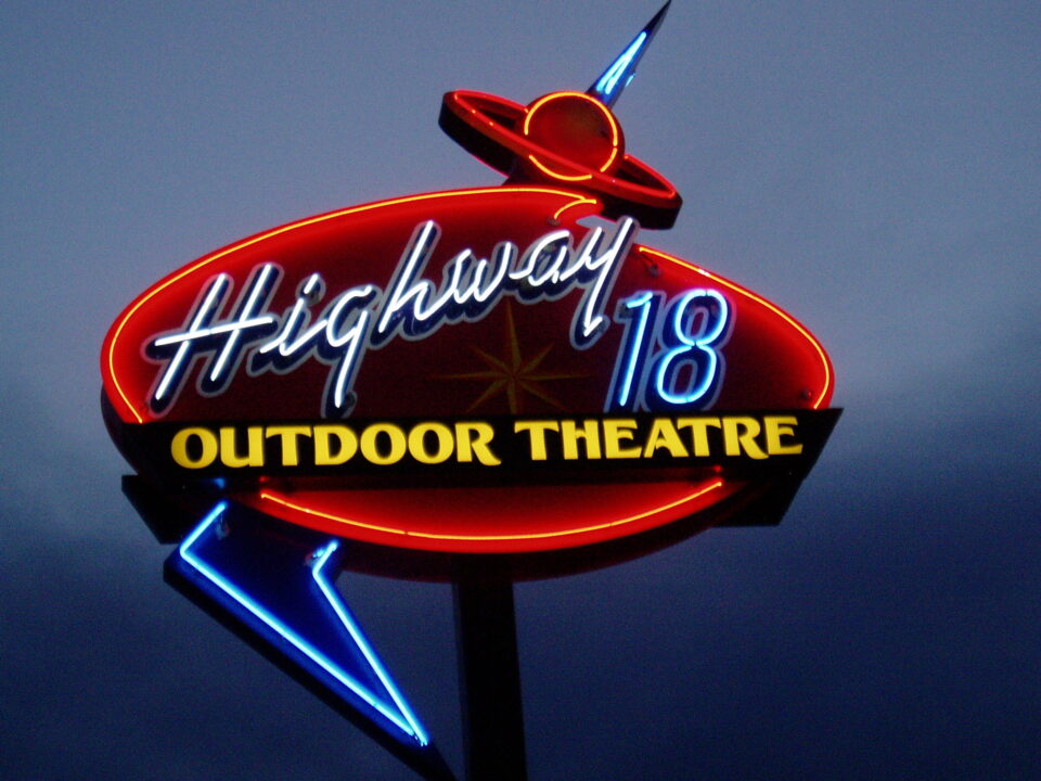 Hwy 18 Out Door Theater sign