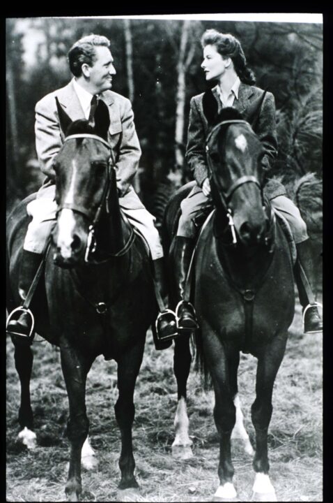 103936 05: Katharine Hepburn And Actor Spencer Tracy Ride Horses In USA. Actress Hepburn Won Four Of Twelve Oscar Nominations For Best Actress And Starred In Such Classic Films As "The African Queen" And "On Golden Pond." 