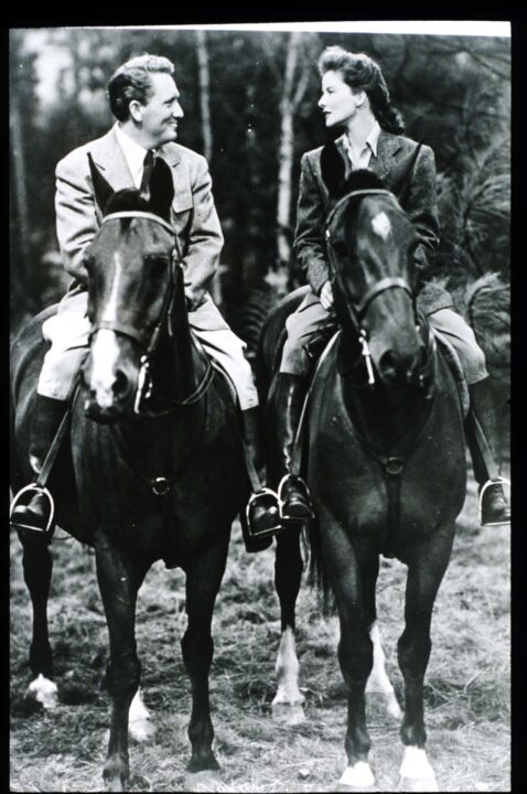 103936 05: Katharine Hepburn And Actor Spencer Tracy Ride Horses In USA. Actress Hepburn Won Four Of Twelve Oscar Nominations For Best Actress And Starred In Such Classic Films As "The African Queen" And "On Golden Pond."