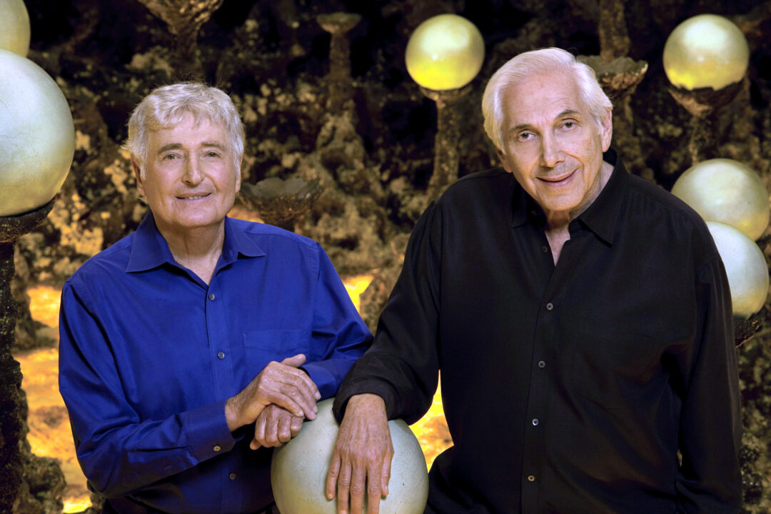 LAND OF THE LOST, from left: producers Sid Krofft, Marty Krofft, on set, 2009.