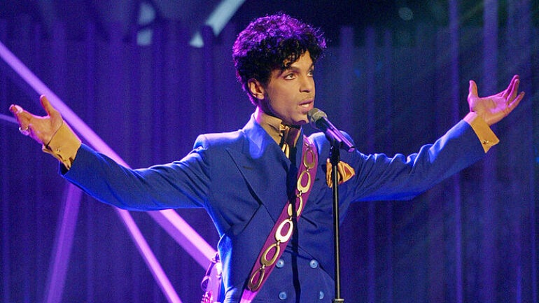 LOS ANGELES - FEBRUARY 8: Grammy and Oscar-winning recording artist Prince performs the song 
