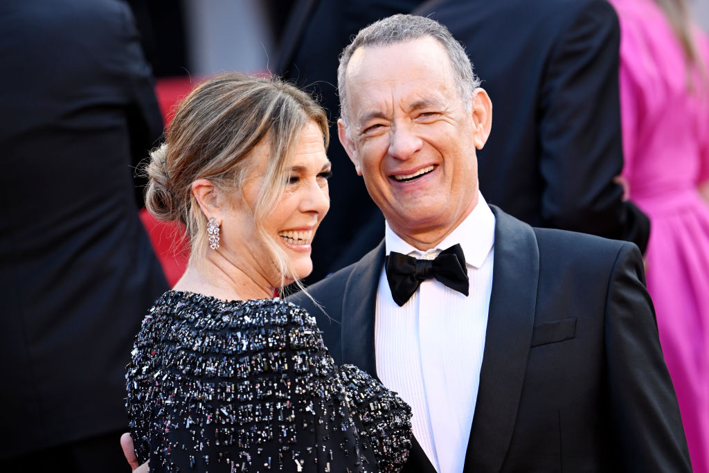 CANNES, FRANCE - MAY 23: Rita Wilson and Tom Hanks attend the "Asteroid City" red carpet during the 76th annual Cannes film festival at Palais des Festivals on May 23, 2023 in Cannes, France