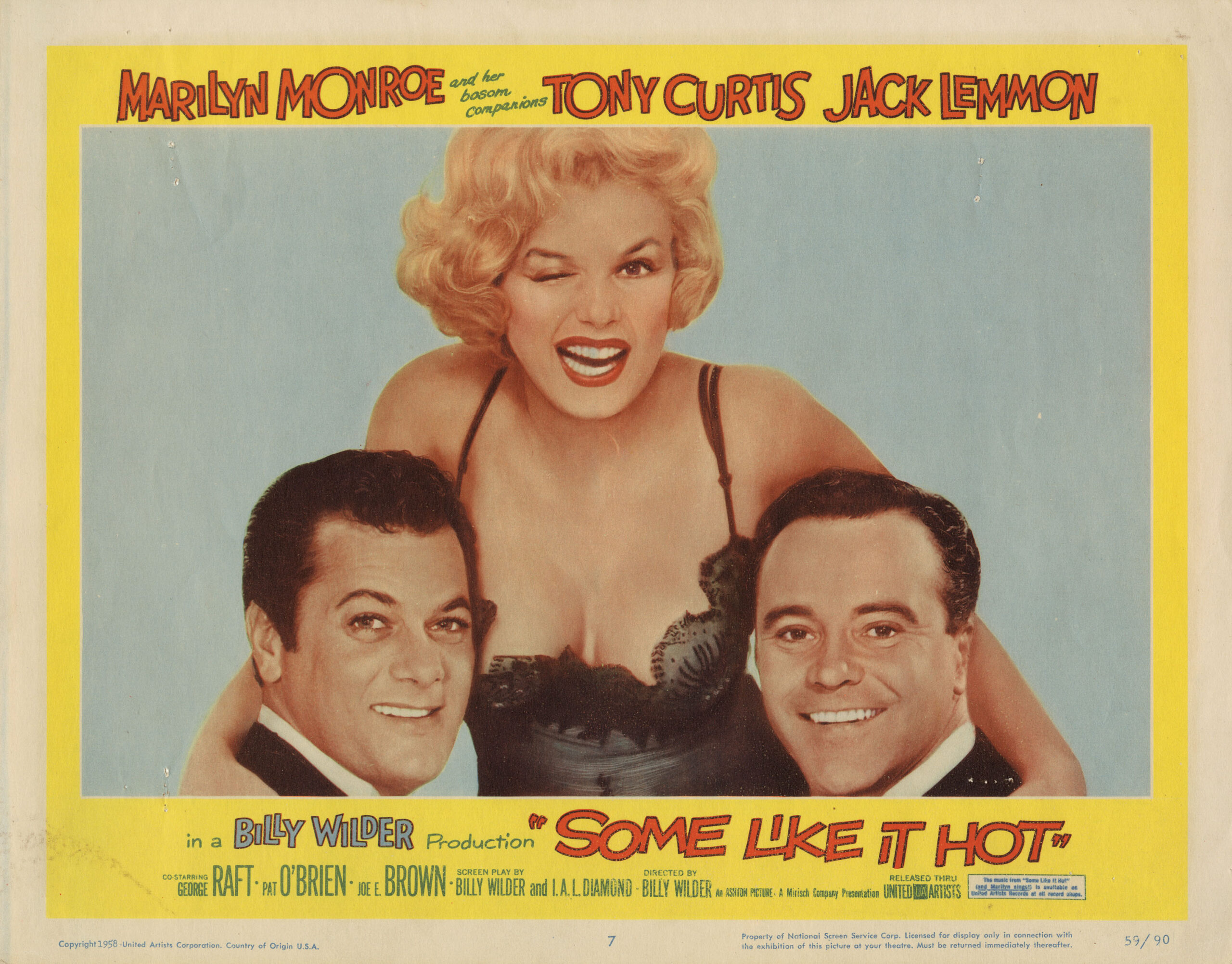SOME LIKE IT HOT, from left, Tony Curtis, Marilyn Monroe, Jack Lemmon, 1959.