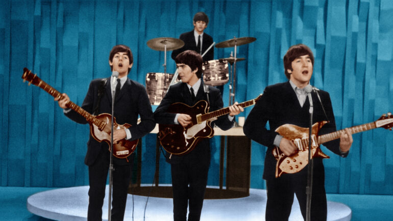 THE ED SULLIVAN SHOW, The Beatles (from left: Paul McCartney, Ringo Starr, George Harrison, John Lennon) in dress rehearsal, (Season 17, ep. 1719, aired Feb. 9, 1964), 1948-71.