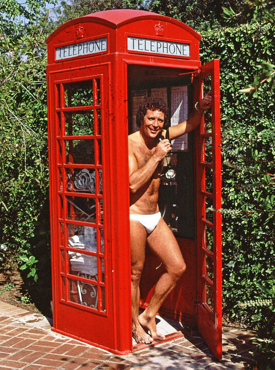 Singer Tom Jones poses for portrait at home in UK phone box, in July 1980 in Beverly Hills, California. 