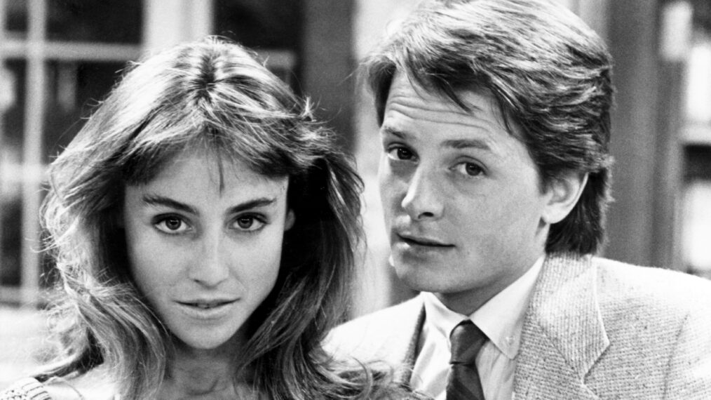 FAMILY TIES, Tracy Pollan, Michael J. Fox, 'The Real Thing, Part I', (Season 4, aired September 24, 1985), 1982-89,