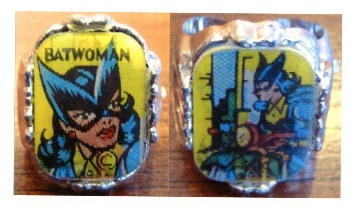 A Batwoman ring produced by The Lawson Novelty Company in 1966.