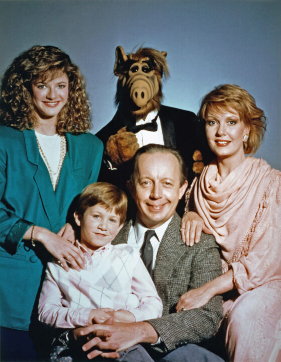 ALF, (clockwise from top left): Andrea Elson, ALF, Anne Schedeen, Max Wright, Benji Gregory, 1986-90