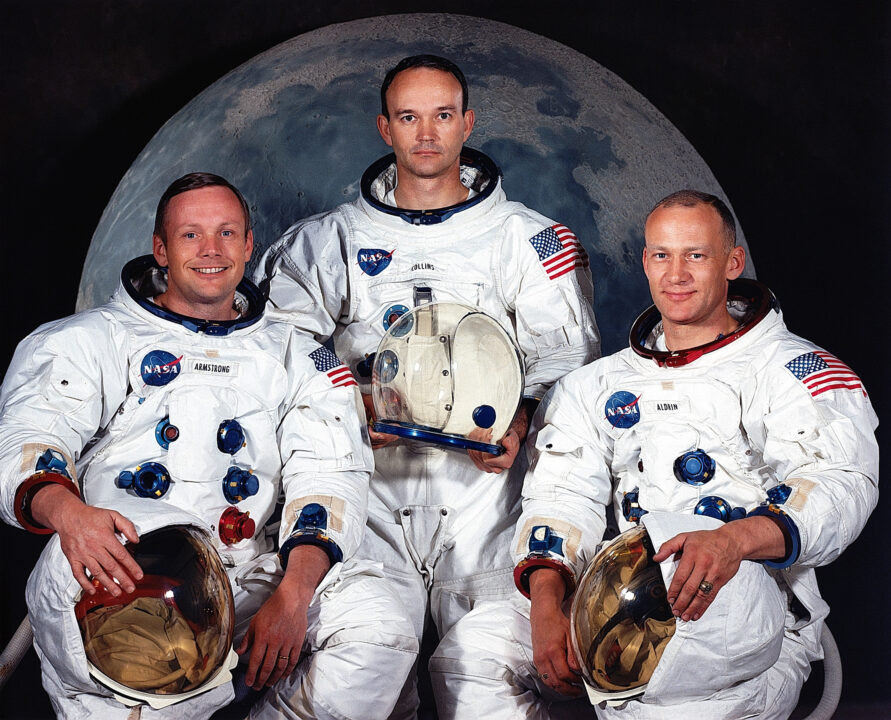 376713 09: (FILE PHOTO) The National Aeronautics and Space Administration (NASA) has named these three astronauts as the prime crew of the Apollo 11 lunar landing mission. Left to right, are Neil A. Armstrong, commander; Michael Collins, command module pilot; and Edwin E. Aldrin Jr., lunar module pilot. The 30th anniversary of the Apollo 11 Moon mission is celebrated July 20, 1999. 