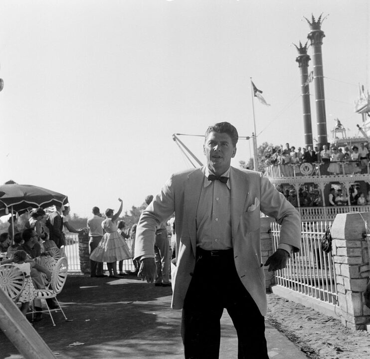 ANAHEIM,CA - JUNE 17,1955: Actor Ronald Reagan attends the opening day of Disneyland in Anaheim, CA.