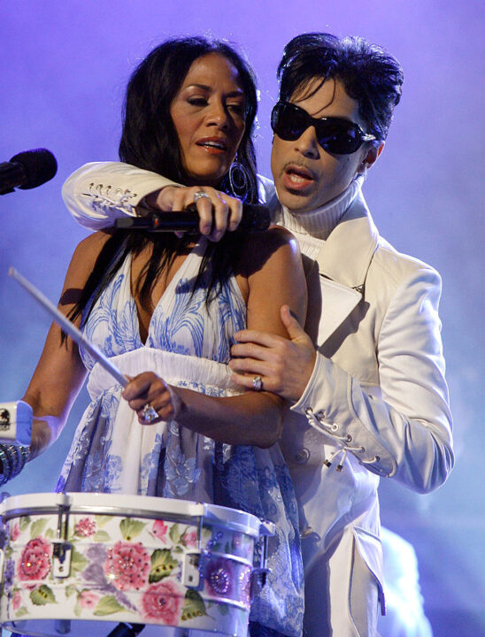 PASADENA, CA - JUNE 01: Musician Sheila E (L) and singer Prince perform onstage during the 2007 NCLR ALMA Awards held at the Pasadena Civic Auditorium on June 1, 2007 in Pasadena, California. 