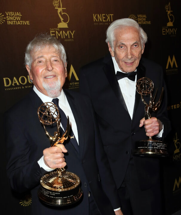 PASADENA, CA - APRIL 27: Producers Sid Krofft (L) and Marty Krofft attend the press room at the 45th Annual Daytime Creative Arts Emmy Awards at Pasadena Civic Auditorium on April 27, 2018 in Pasadena, California. 