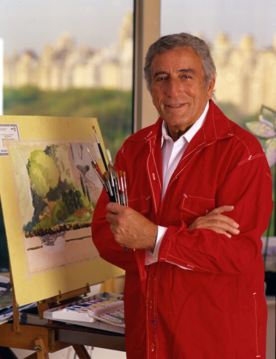 Singer Tony Bennett In his New York Central Park West penthouse apartment painting studio in June 2002.