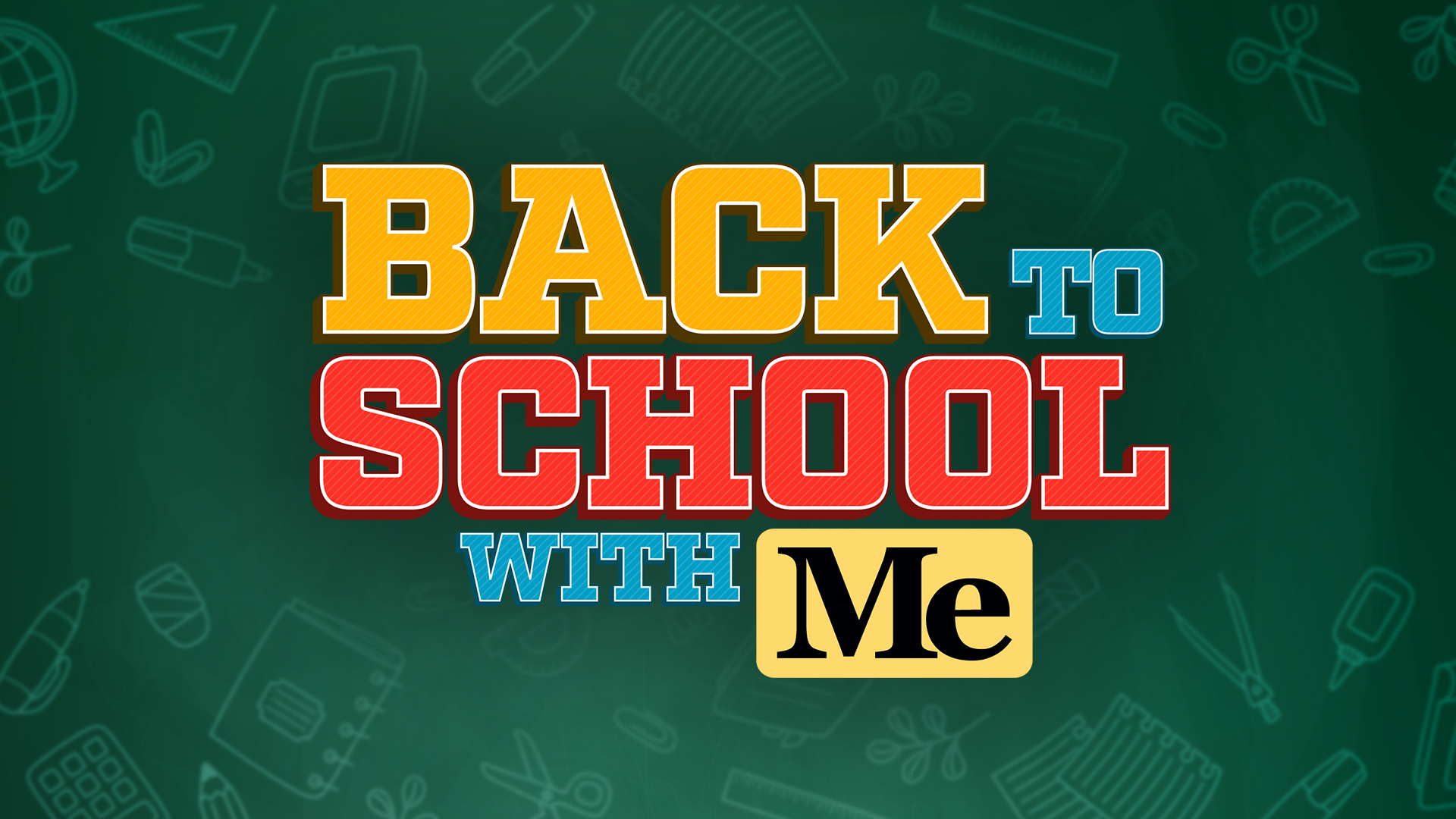 logo for MeTV's "Back to School With Me" Marathon of school-based episodes from classic sitcoms.