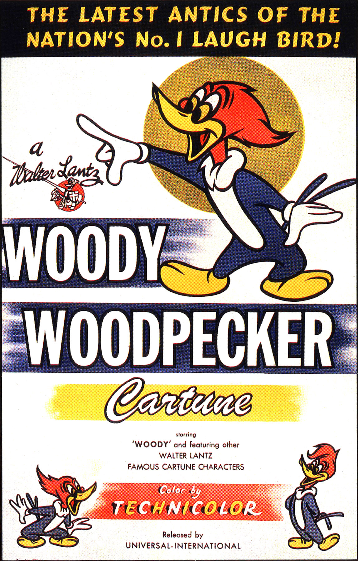 a 1940s promotional poster for Woody Woodpecker and other characters from the Walter Lantz Studios' "Cartunes"