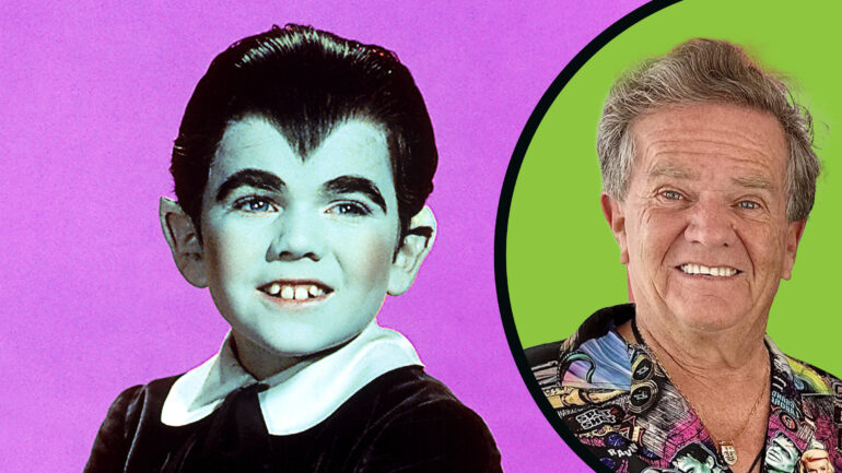 American actor Butch Patrick as Eddie Munster in the TV comedy horror series 'The Munsters', circa 1965. and Now