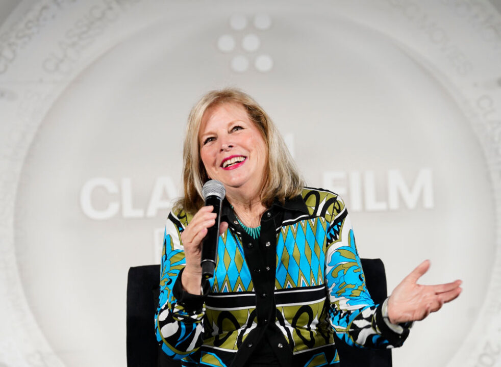 LOS ANGELES, CALIFORNIA - APRIL 14: Candy Clark speaks onstage during the screening of “American Graffiti” during the 2023 TCM Classic Film Festival on April 14, 2023 in Los Angeles, California